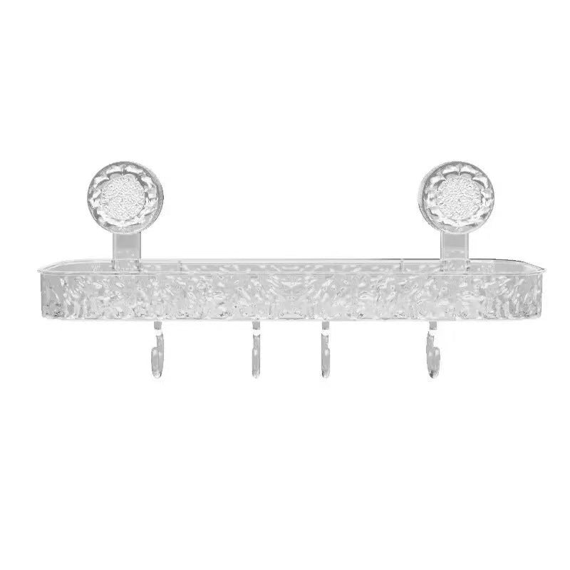 Bathroom Suction Cup Shelf with Hooks
