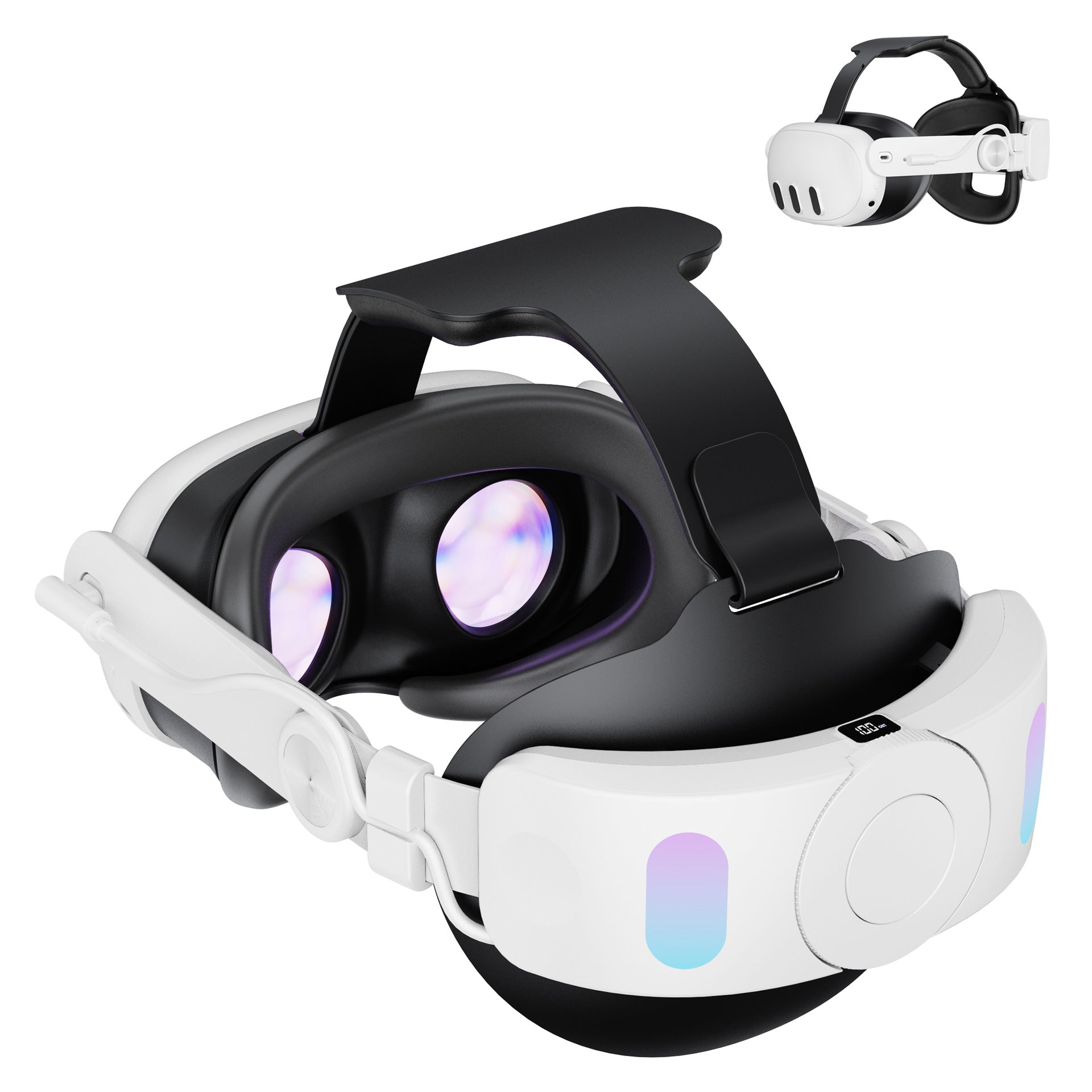 Adjustable VR Headband with Extended Battery for Meta Quest 3