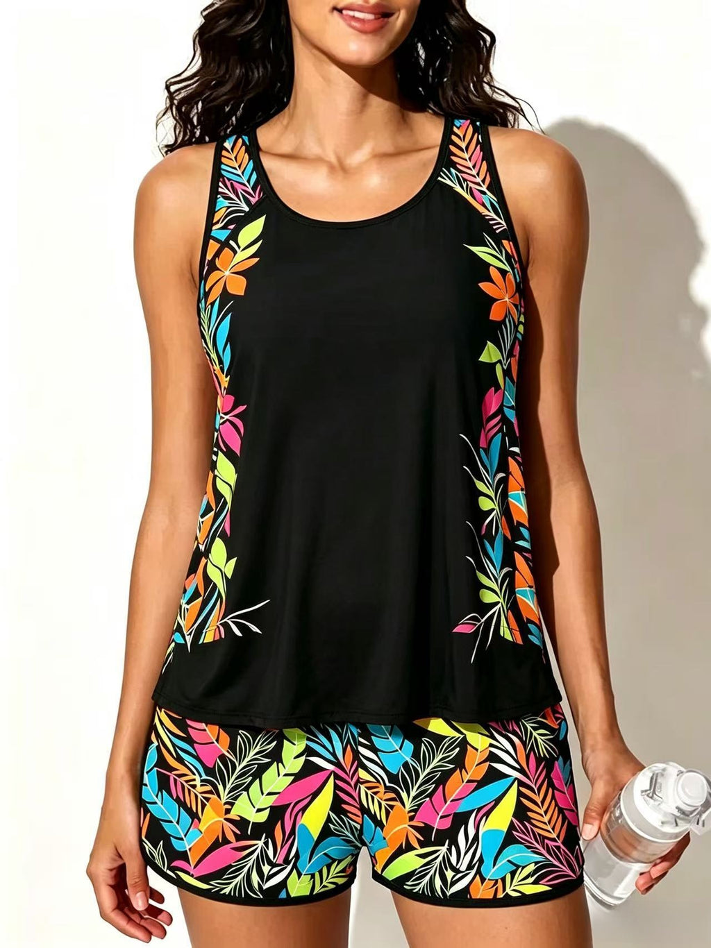 Women's Plus Size Two-Piece Printed Tankini Swimwear