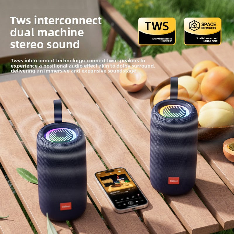 Portable Bluetooth Speaker with Subwoofer and RGB Lights