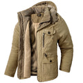 Men's Lambswool Blend Hooded Vest Thickened Multi-Pocket Sleeveless Jacket