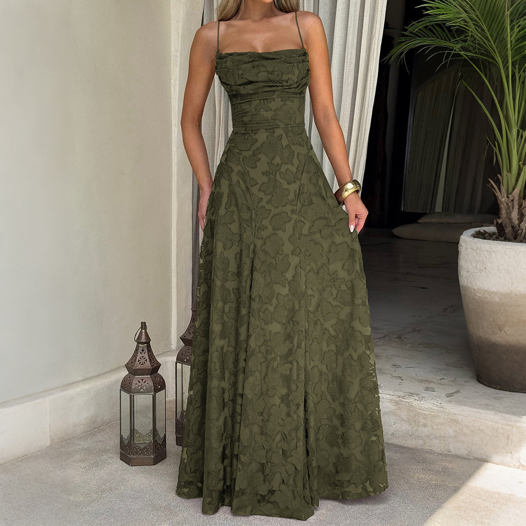 Elegant Suspender High Waist Long Dress