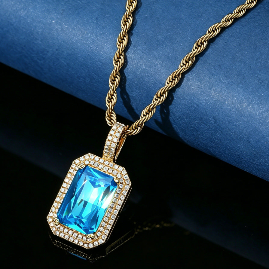 Hip-hop colored gemstone necklace