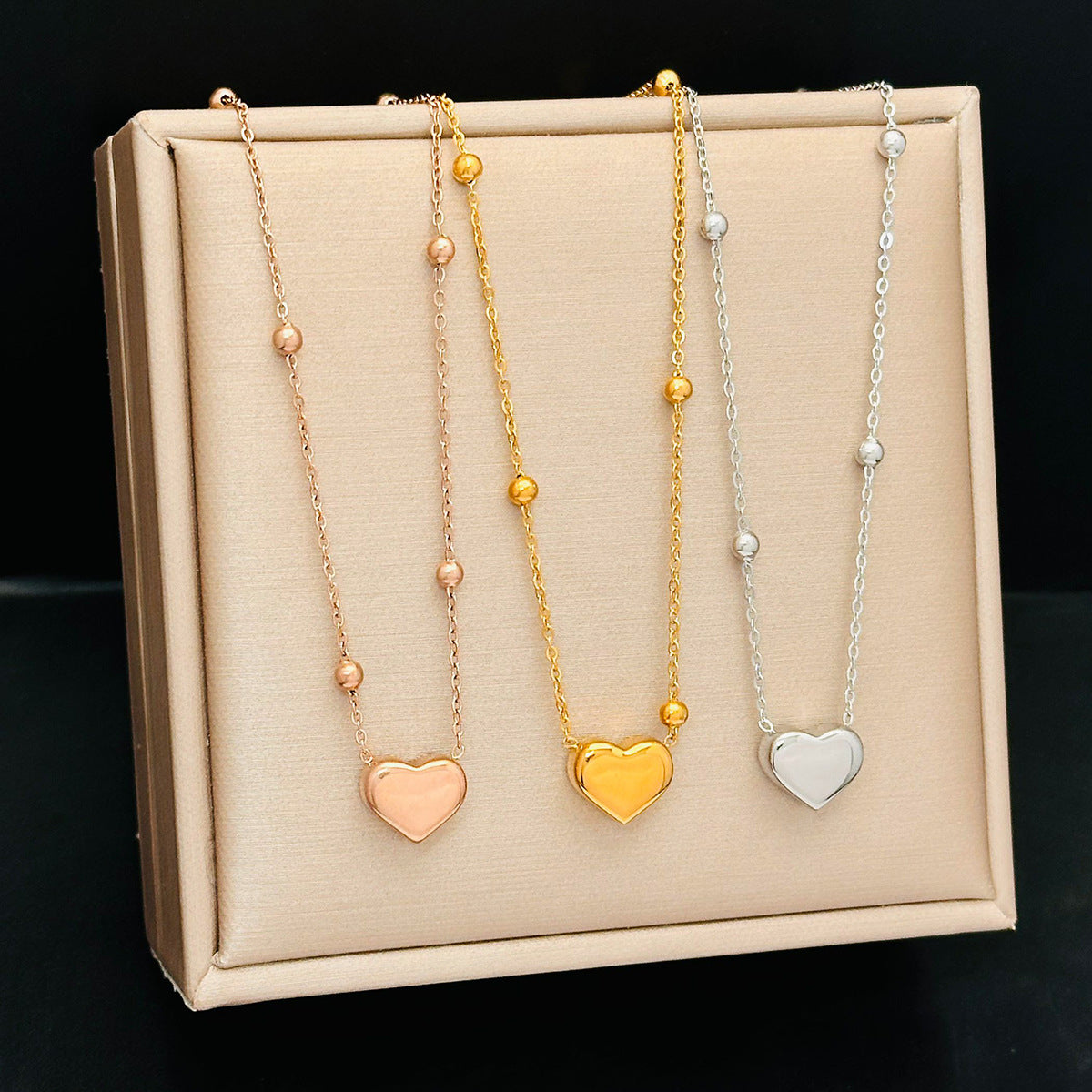 Minimalist Heart Titanium Steel Necklace 18K Gold Plated Clavicle Chain