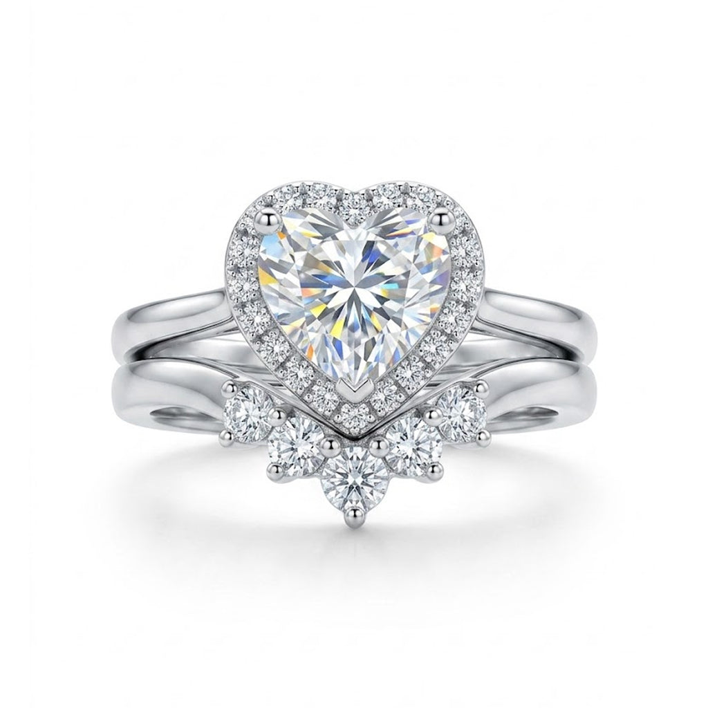 Women's heart-shaped zirconium ring