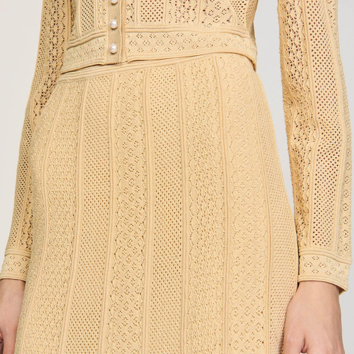 Women's long-sleeved knitted two-piece dress set