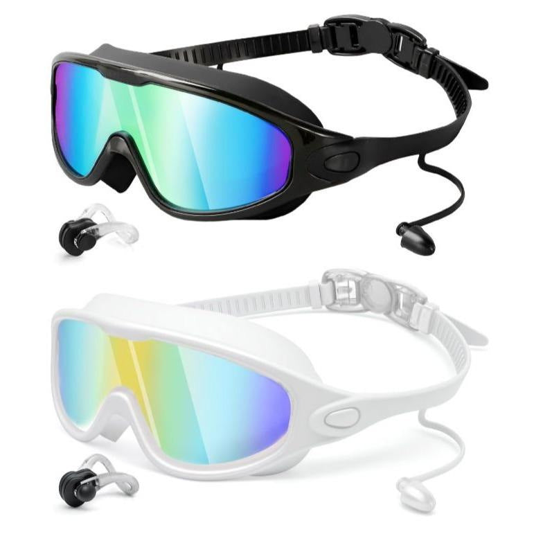 Large Frame Anti-Fog Swimming Goggles with Earplugs