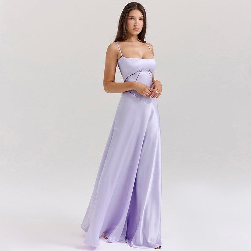 Womens Sling Backless Long Dress