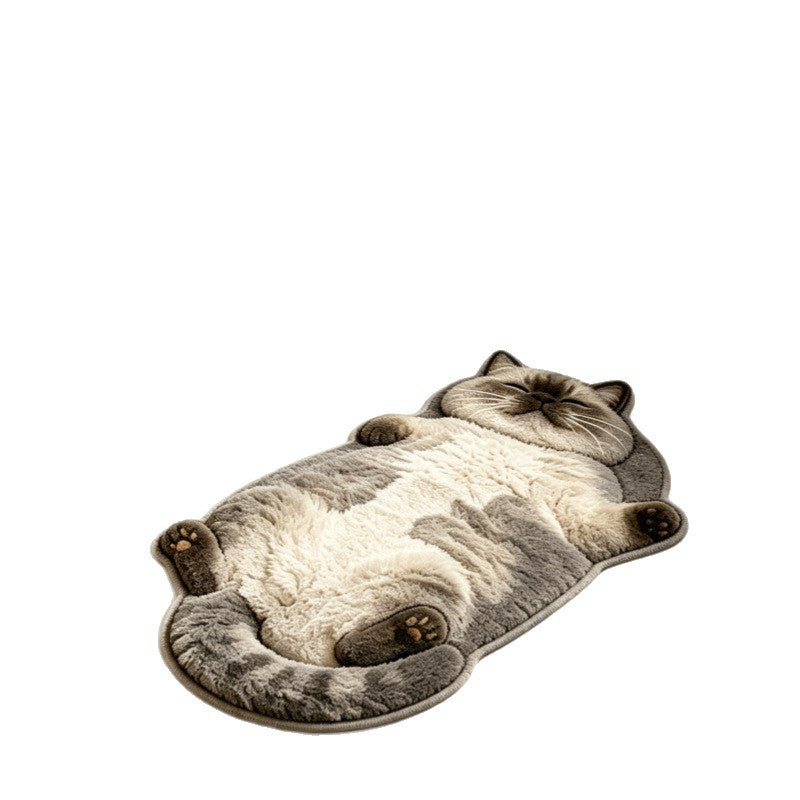 Diatomaceous Earth Floor Mat with Sleeping Cat Design