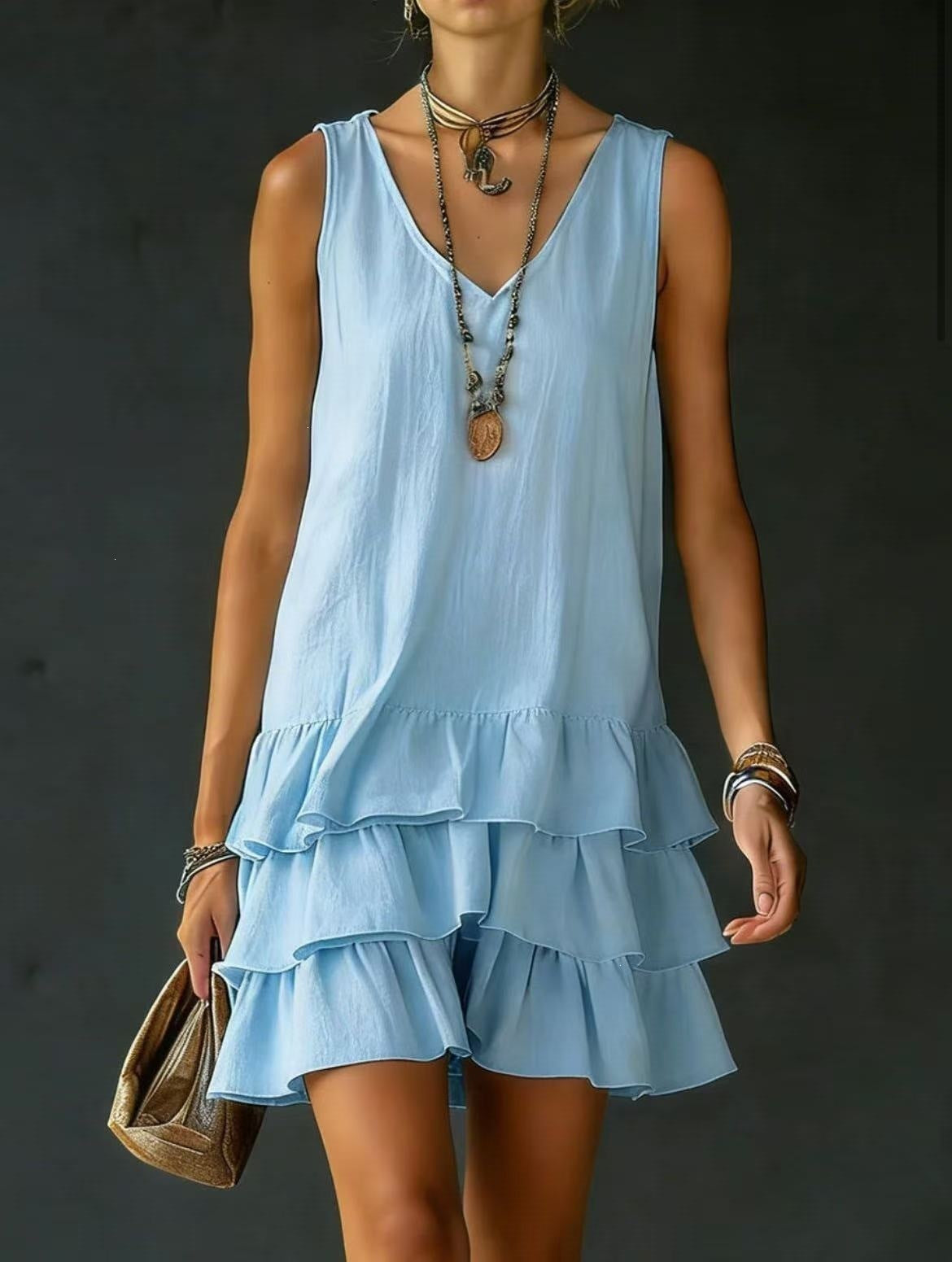 Sleeveless V-Neck A-Line Dress