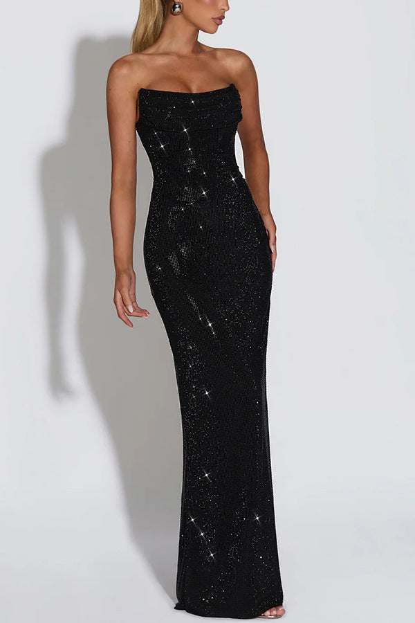 Sequined Slim Fit Sleeveless Long Dress
