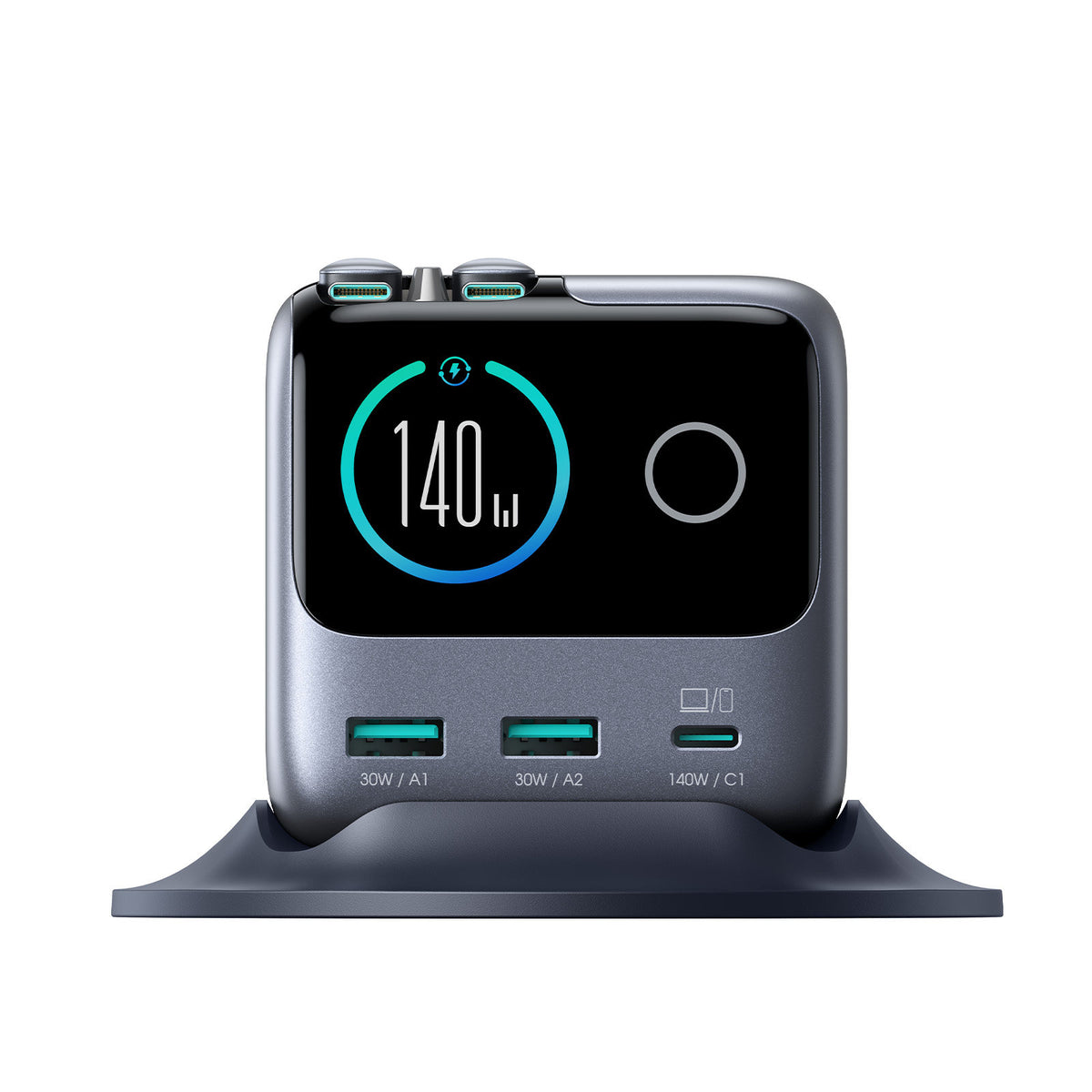 Multi-Port Desktop Charging Station with Retractable Cable