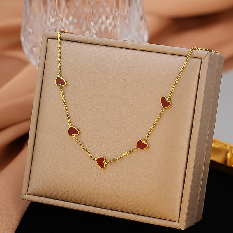 Titanium Steel Heart-Shaped Necklace for Women Fashion Heart Pendant Necklace