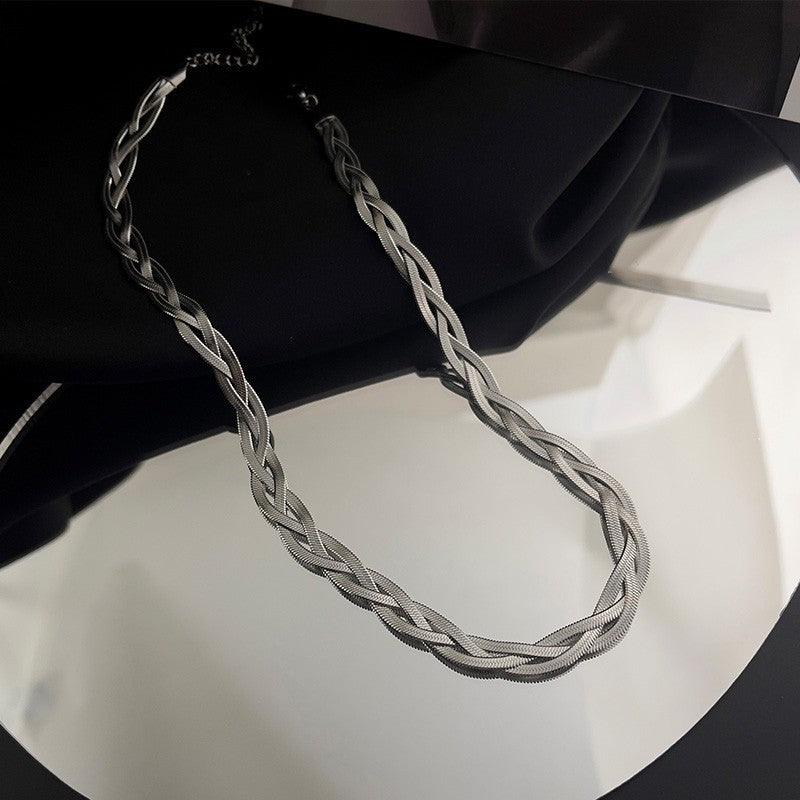 Titanium Steel Women's Three-Color Hand-Woven Clavicle Chain Necklace