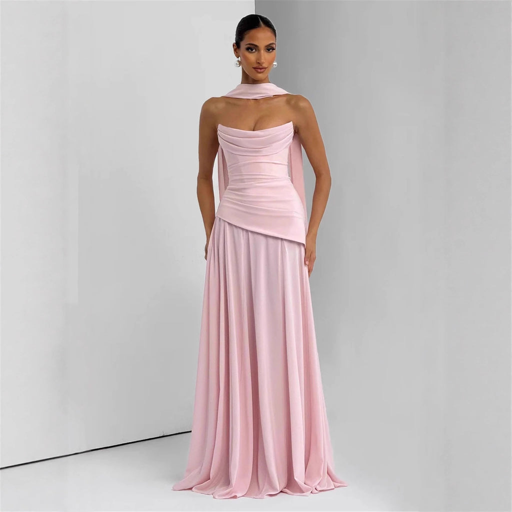 Elegant Sleeveless Tube Top Evening Dress