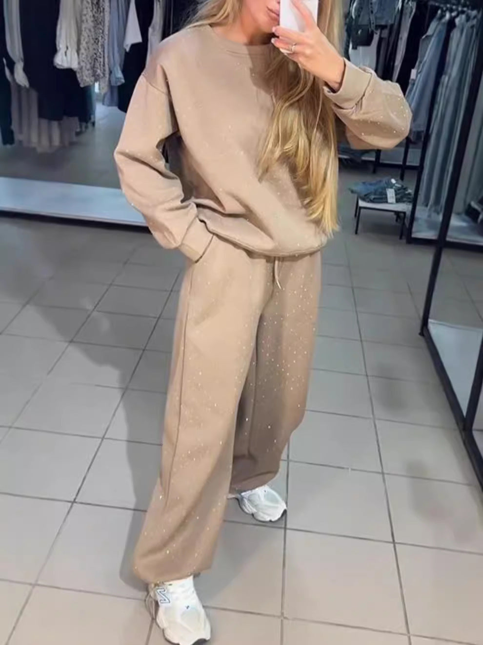 Women's Rhinestone Hoodie Jogger Set