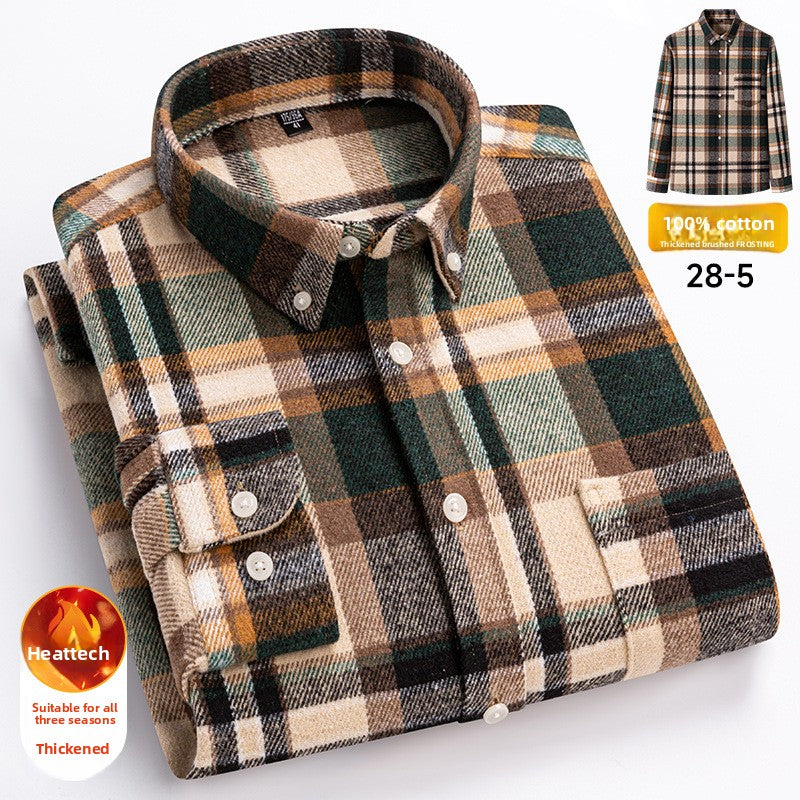 Mens Brushed Plaid Long Sleeve Shirt