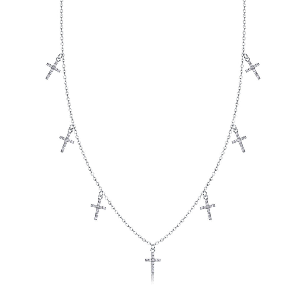 Sterling Silver Moissanite Geometric Pendant Necklace