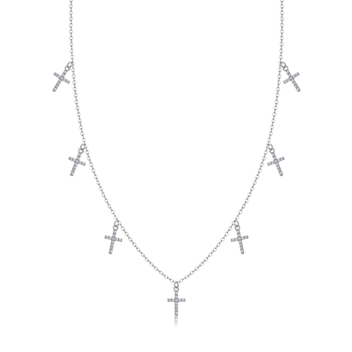Sterling Silver Moissanite Geometric Pendant Necklace