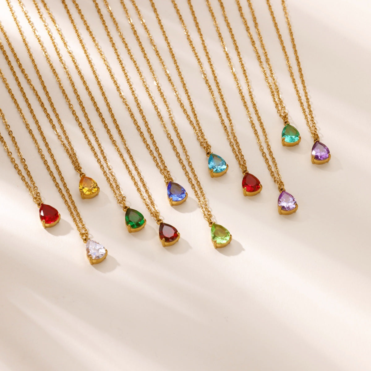 Water Drop Zircon Birthstone Necklace