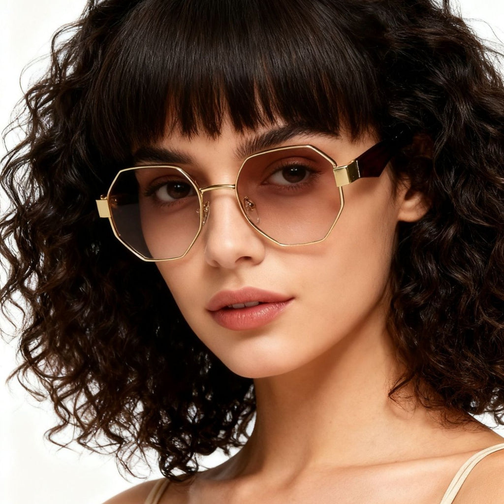 Polygon Metal Sunglasses with UV Protection