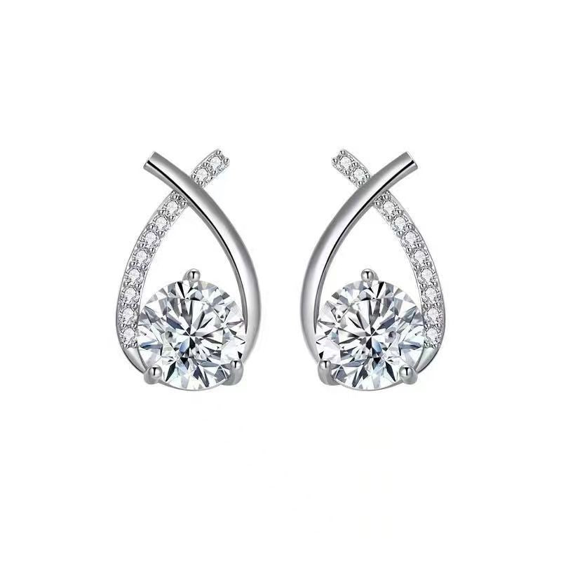 Geometric Diamond Cross Earrings