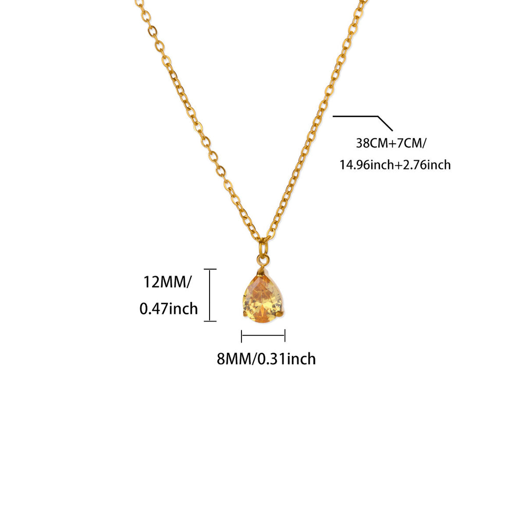 Water Drop Zircon Birthstone Necklace