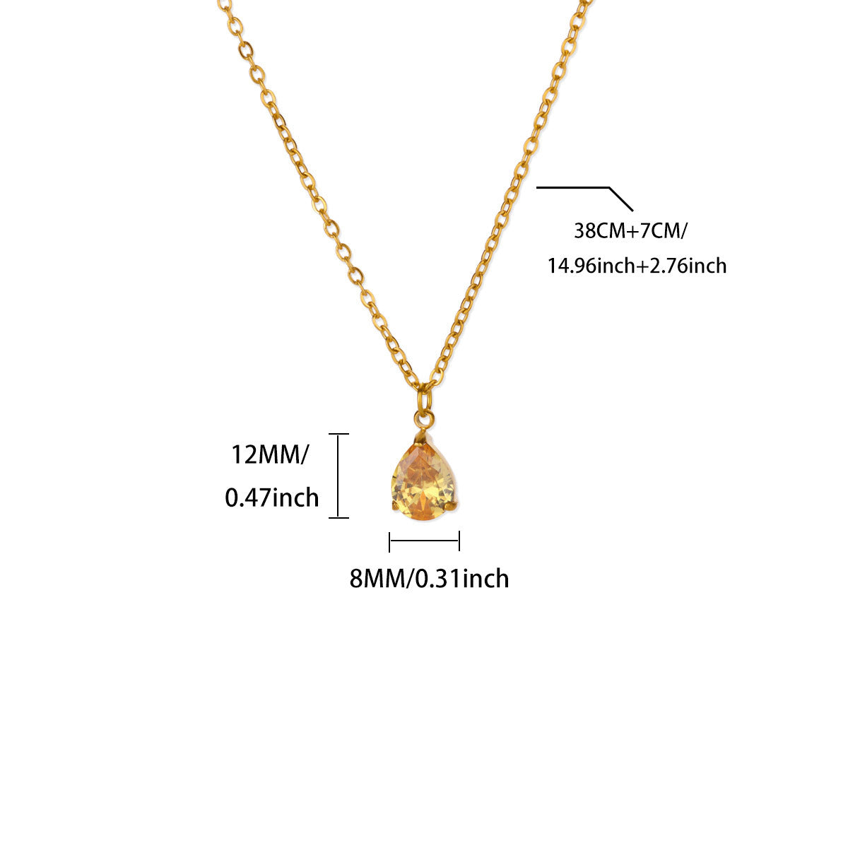 Water Drop Zircon Birthstone Necklace