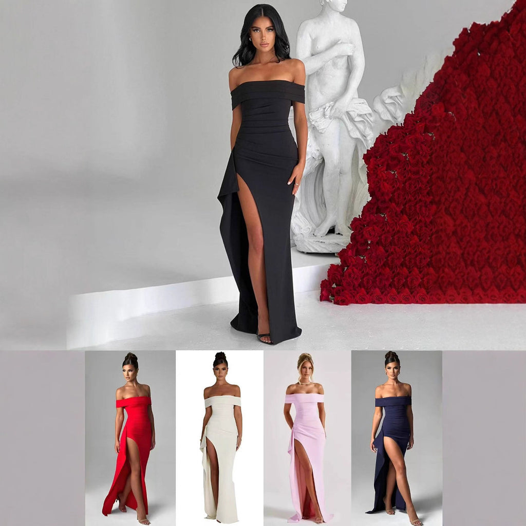 Sexy off-shoulder elegant party dress split dress