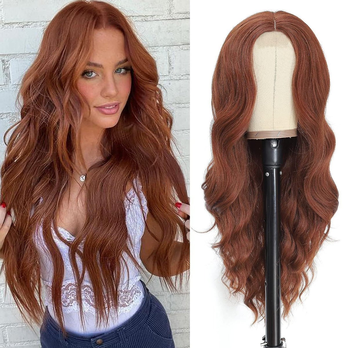 Machine Made Lace Wig Long Curly Hair
