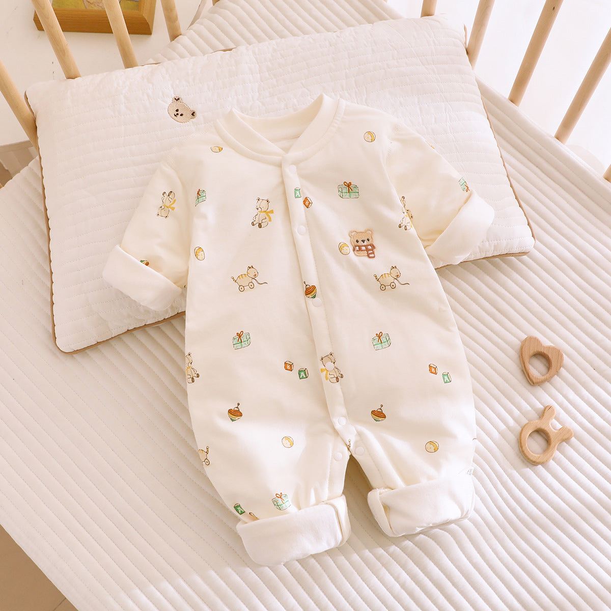 Newborn Infant Baby Winter Warm Cotton Padded Jumpsuit Romper