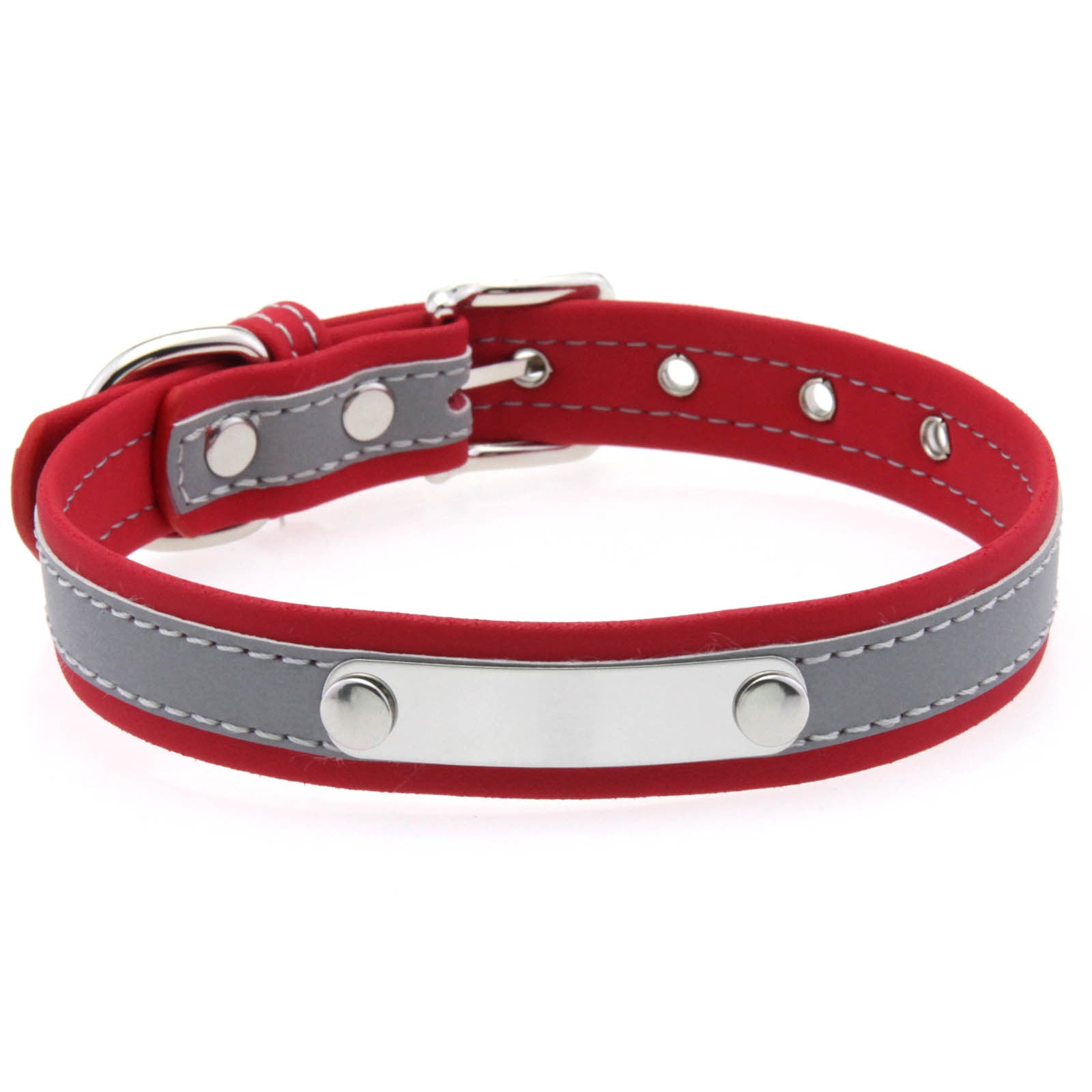 Stainless Steel Engraved Reflective Pet Collar with Leash
