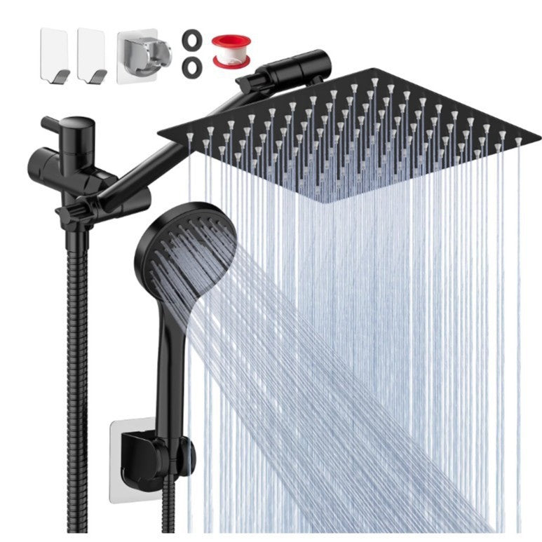 Stainless Steel Shower Set with 8 Functions and Extension Rod