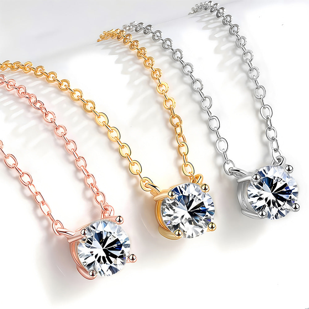 Sterling Silver Moissanite Heart Pendant Necklace