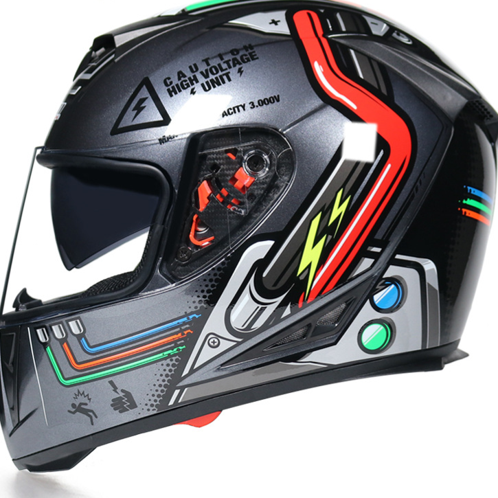Full face bicycle helmet with dual lens