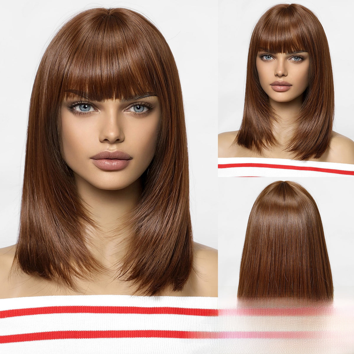 Short Straight Hair Wig with Bangs