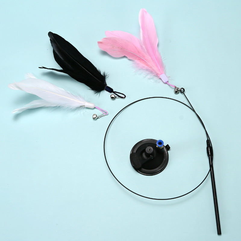 Feather Cat Teaser Stick with Suction Cup