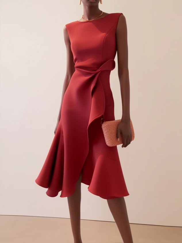 Sleeveless Round Neck Elegant Dress
