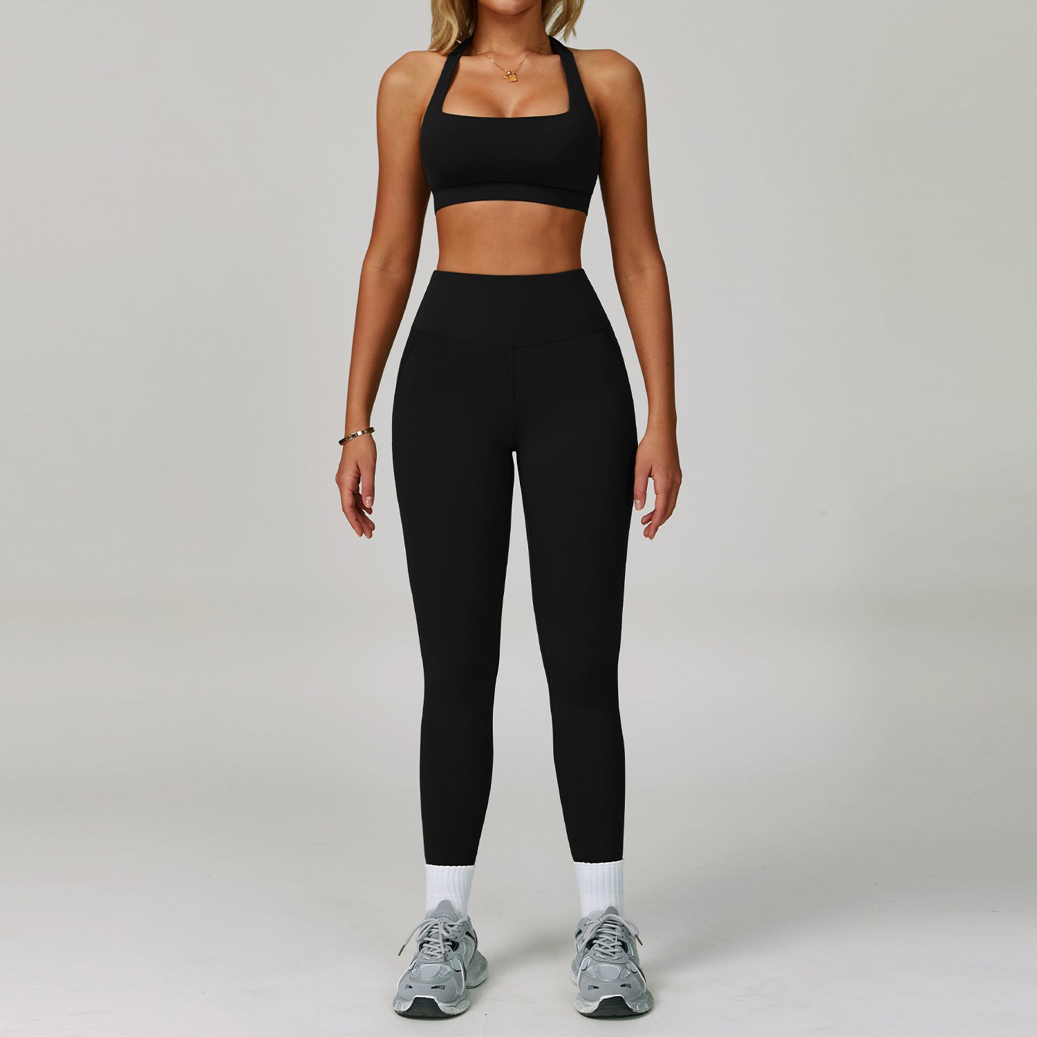 Womens Backless Yoga Fitness Set High-Intensity Sportswear