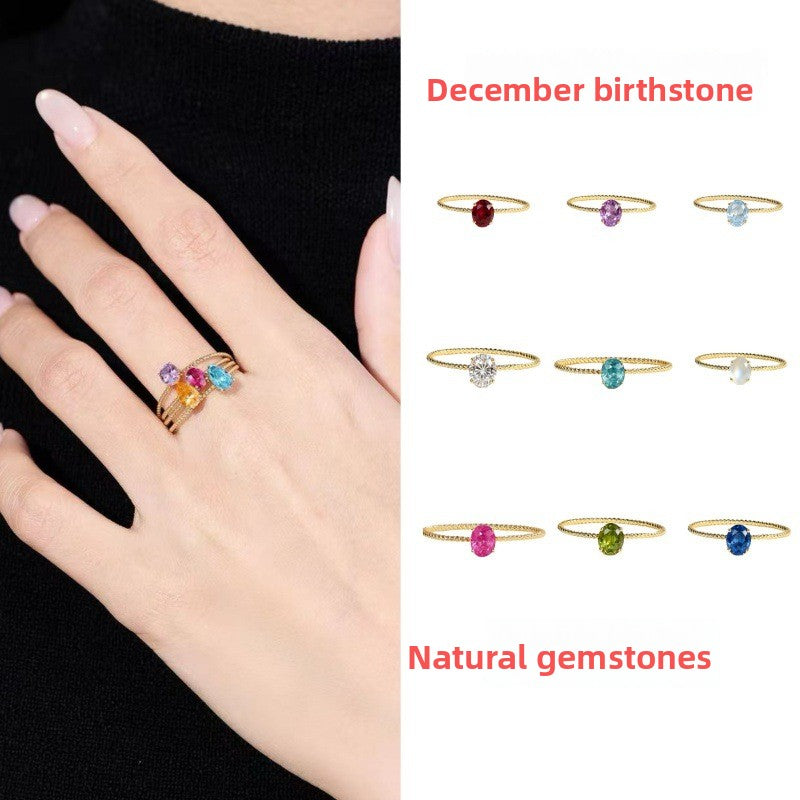 Natural Birthstone Gemsterling Silver Ring