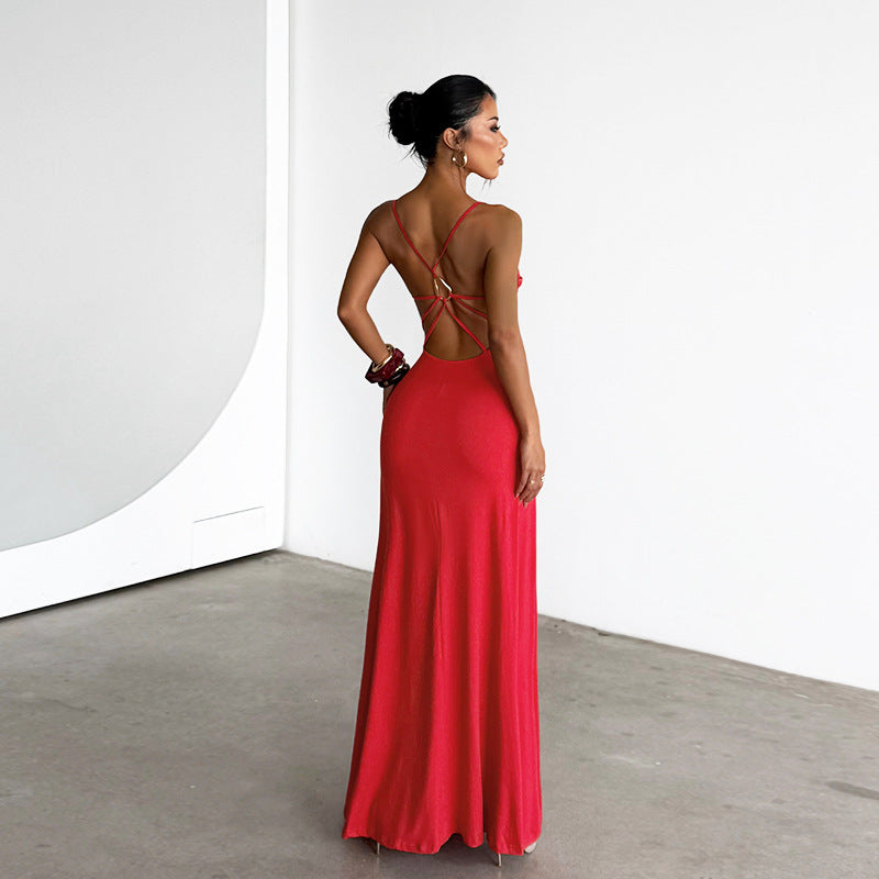 Sexy Backless Long Dress with Adjustable Straps