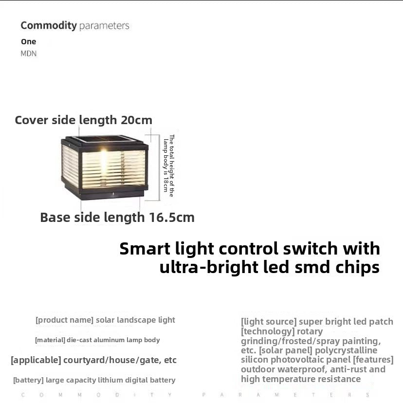 Solar-powered outdoor waterproof post light