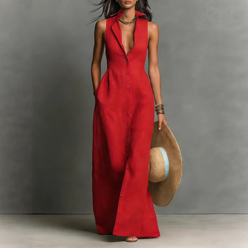 Sleeveless blouse-style dress