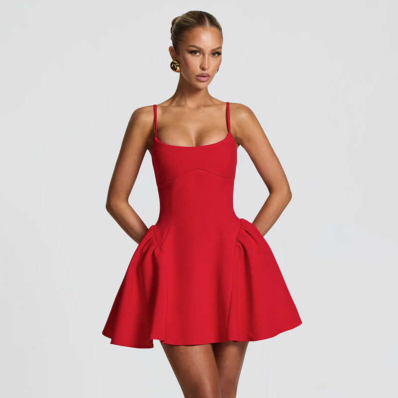 Suspender A-Line Sleeveless Dress