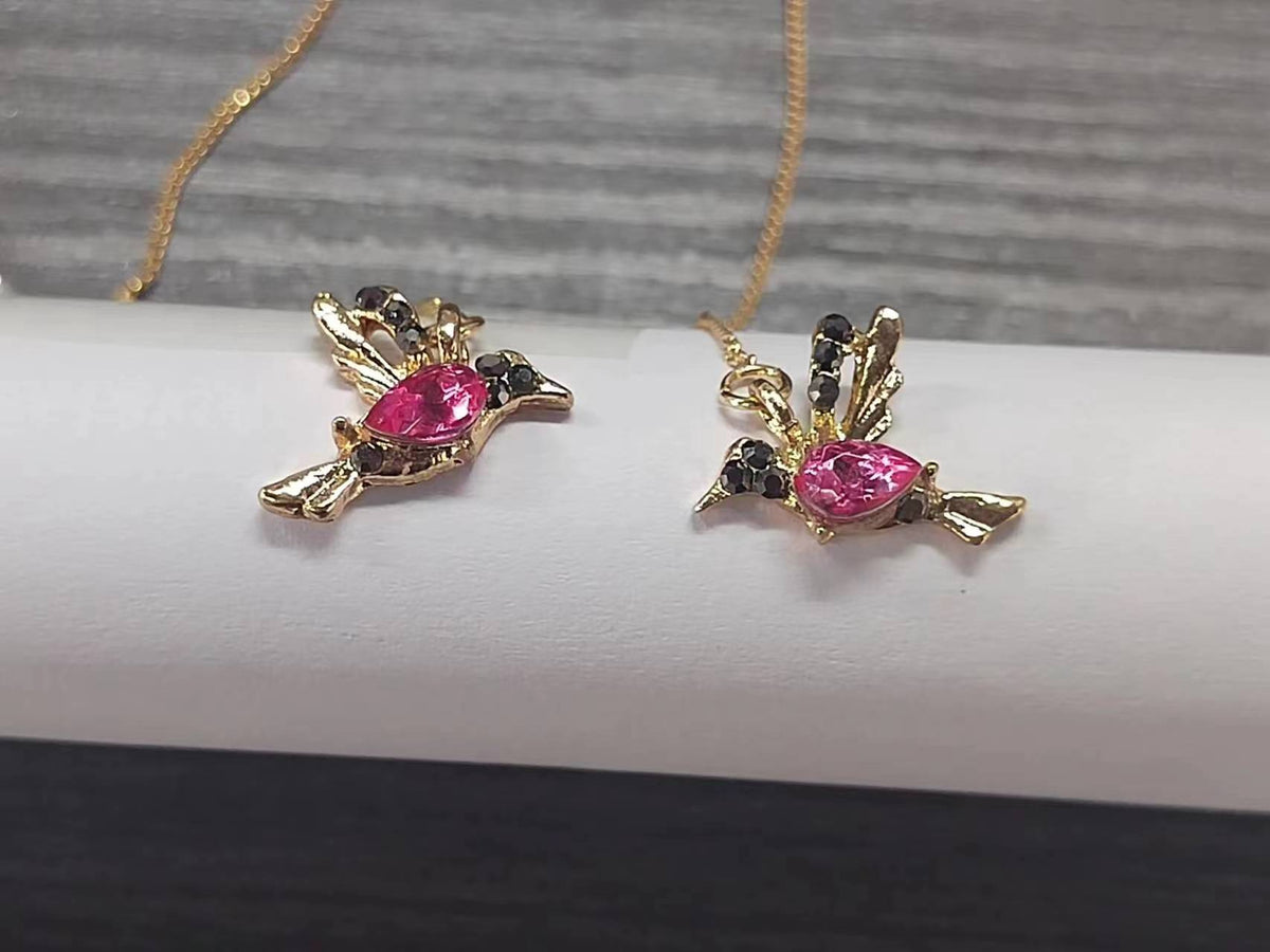 Hummingbird Animal Earrings with Zirconium Details