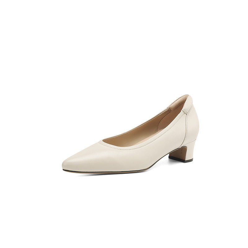Womens Low Heel Goatskin Pointed Toe Flats