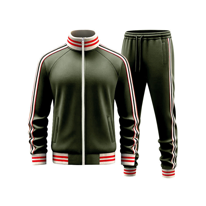 Men's woven striped sports casual two-piece set