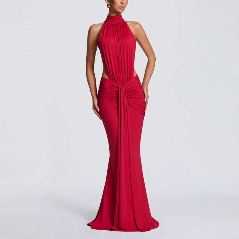 Elegant High Neck Bodycon Long Dress