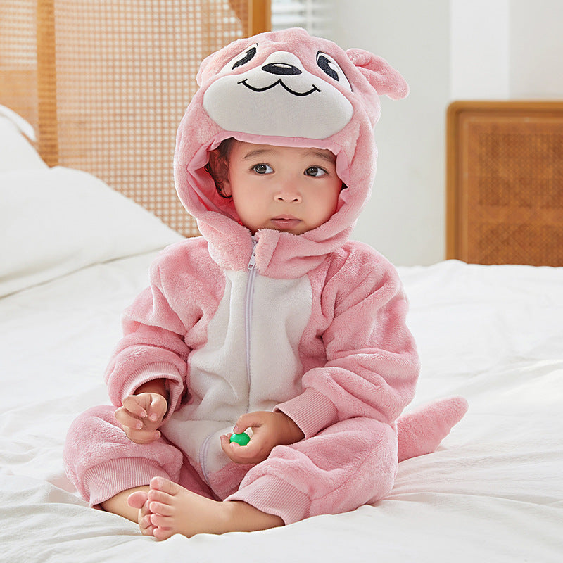 Animal Print Flannel Baby Jumpsuit
