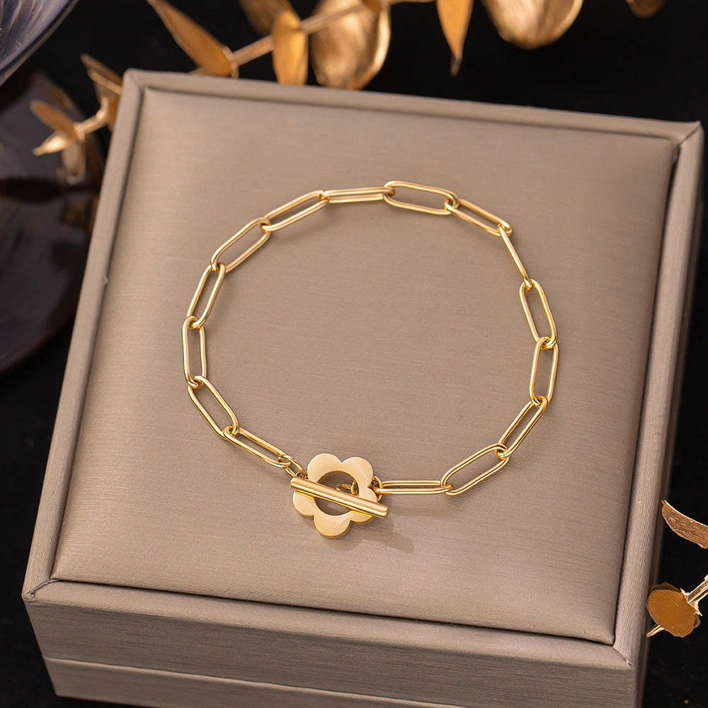 Women's Titanium Steel Inlaid Charm Bracelet Versatile Fashion Jewelry